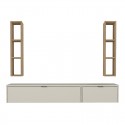 Σύνθεση Τηλεόρασης Επιτοίχια Edgar Χρώμα Sandstone - Sepet Oak 198,4X29,6X148,5Εκ.
