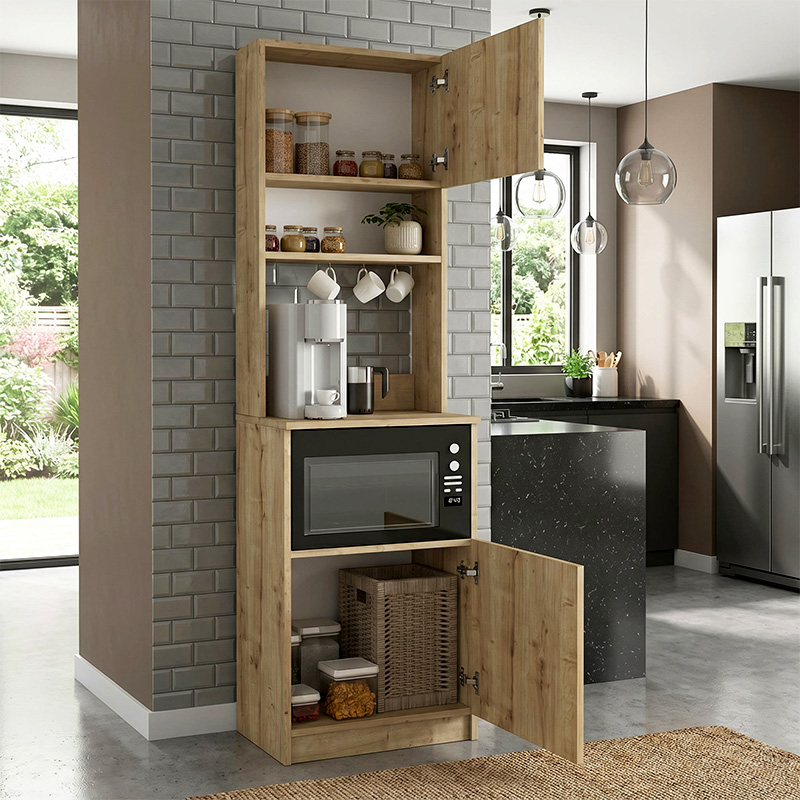Έπιπλο Κουζίνας Tuco 1 Megapap Χρώμα Sapphire Oak 53,8X40X180Εκ.
