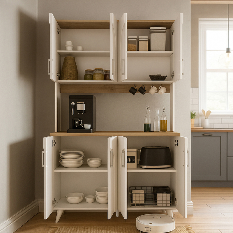 Έπιπλο Κουζίνας Kalira 4 Megapap Χρώμα Λευκό - Rota Oak 120X40X196Εκ.