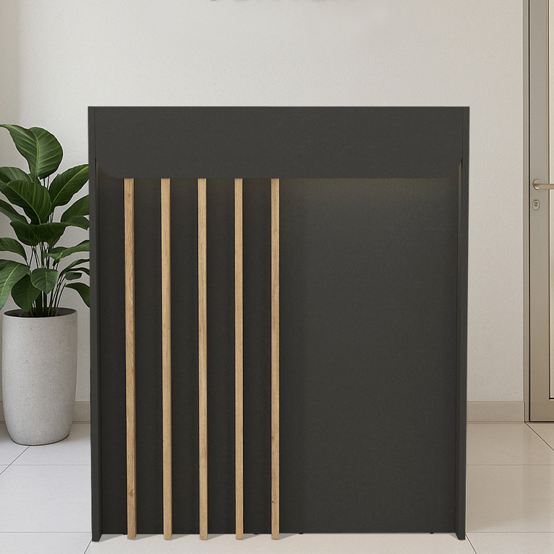 Γραφείο Υποδοχής - Reception Karibu Megapap Με Led Χρώμα Ανθρακί - Sepet Oak 90X40X100Εκ.