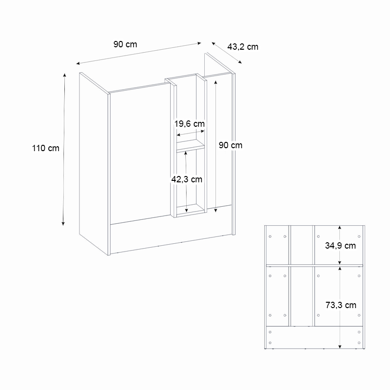 Γραφείο Υποδοχής - Reception Bonveno Megapap Χρώμα Λευκό - Sepet Oak 90X43,2X110Εκ.