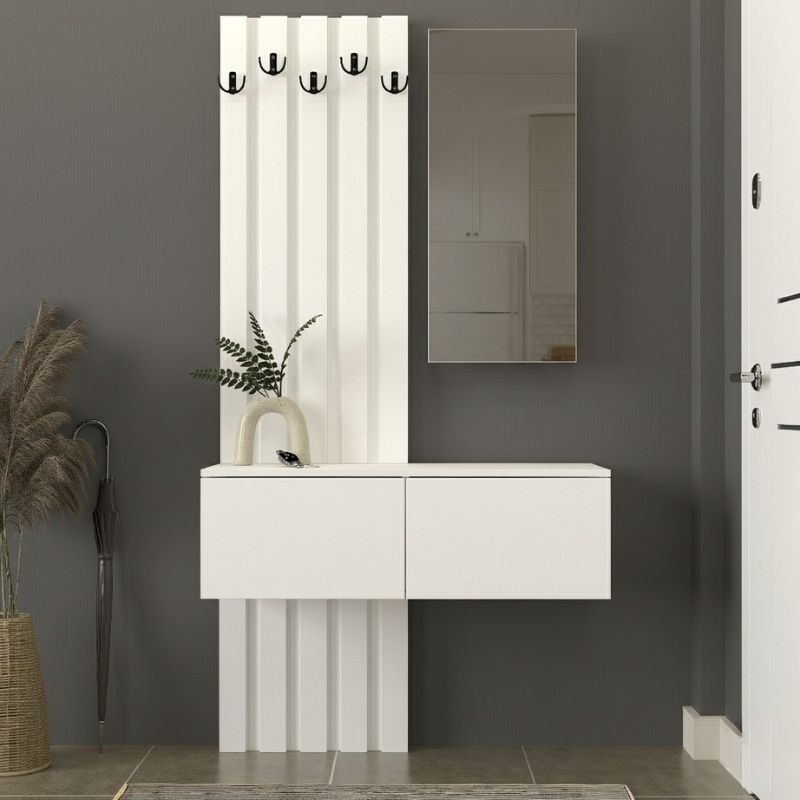 Έπιπλο Εισόδου Kanso Megapap Χρώμα Λευκό 100X35X196,7Εκ.