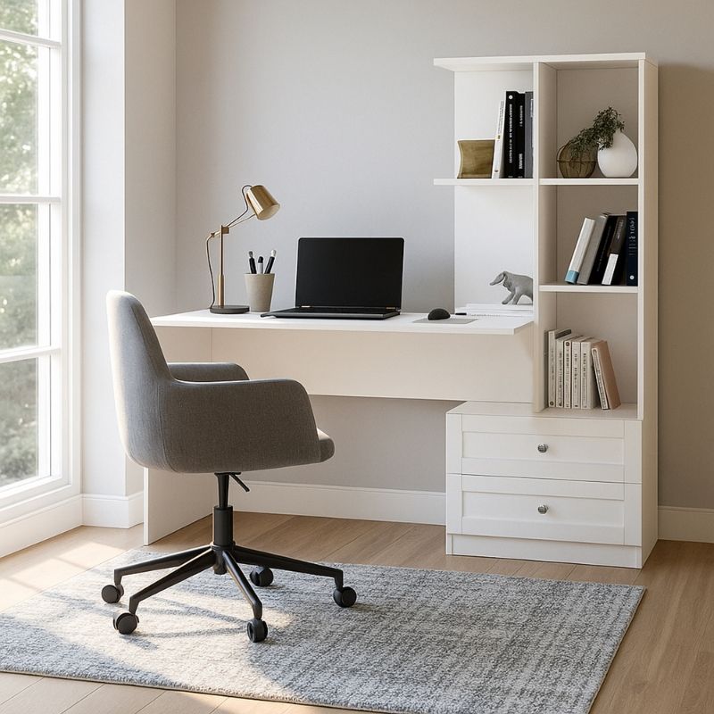 Γραφείο Εργασίας Mantra Megapap Χρώμα Λευκό 150X60X152Εκ.