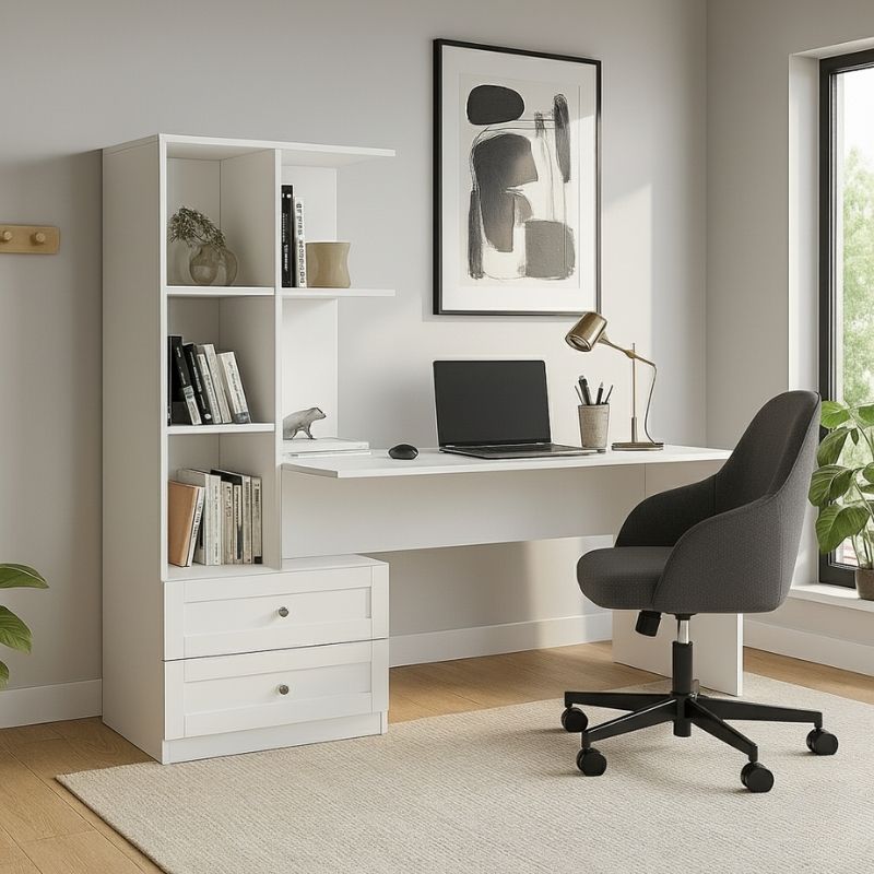 Γραφείο Εργασίας Mantra Megapap Χρώμα Λευκό 150X60X152Εκ.