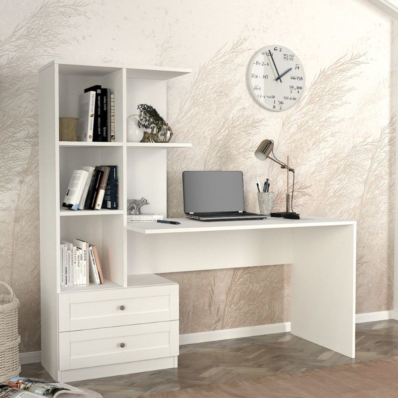 Γραφείο Εργασίας Mantra Megapap Χρώμα Λευκό 150X60X152Εκ.