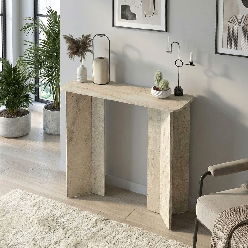 Κονσόλα Mara Megapap Χρώμα Travertine 90X29,6X91,8Εκ.