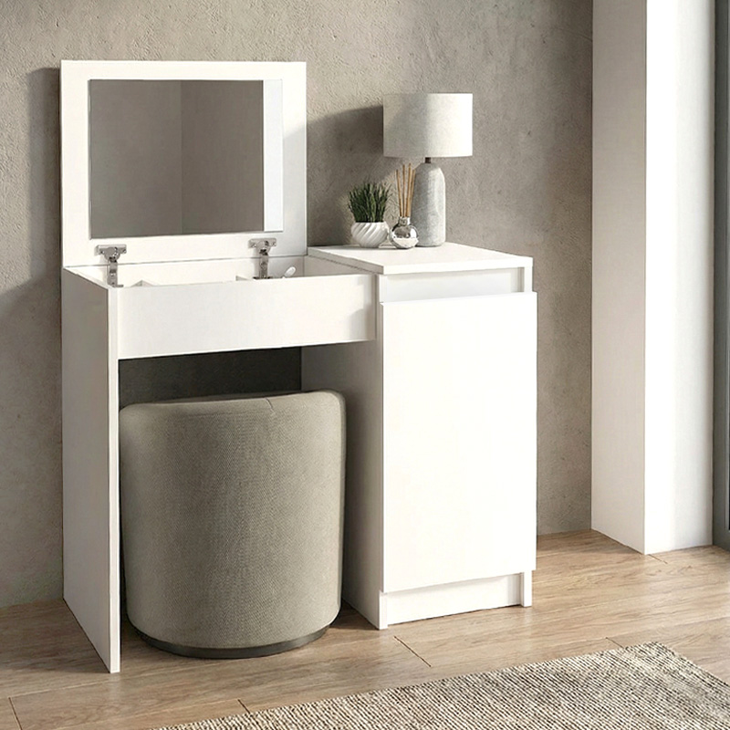 Τουαλέτα Με Καθρέπτη Huma Megapap Χρώμα Λευκό 90X45X118,2Εκ.