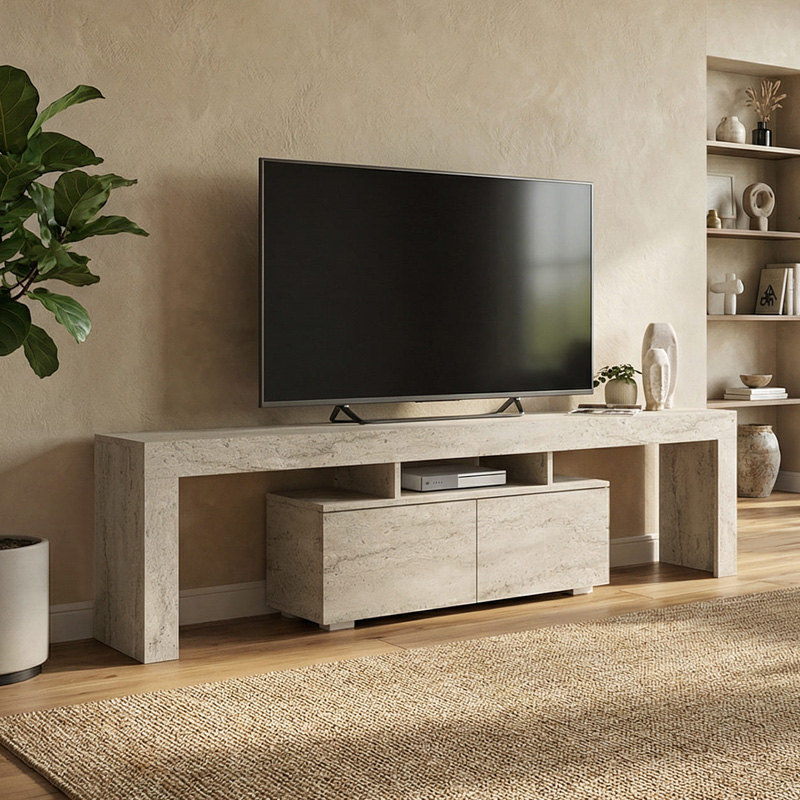 Έπιπλο Τηλεόρασης Woodra Megapap Χρώμα Travertine 180X31,3X50,2Εκ.