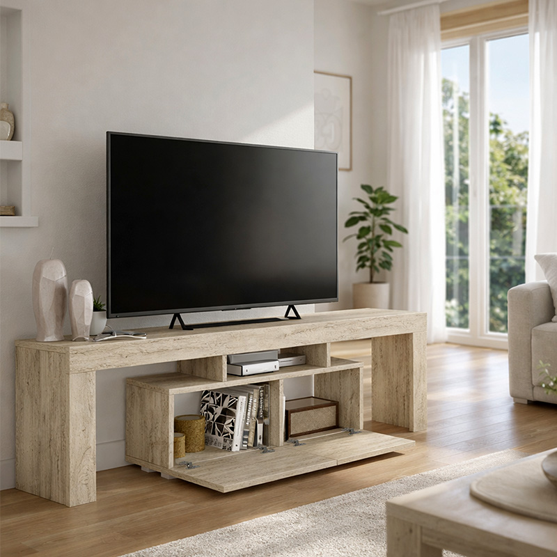 Έπιπλο Τηλεόρασης Woodra Megapap Χρώμα Travertine 180X31,3X50,2Εκ.