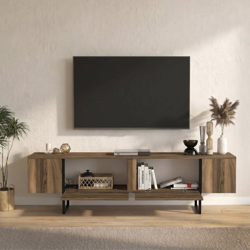 Έπιπλο Τηλεόρασης Orontes Megapap Χρώμα Καρυδί 180X29,6X50Εκ.