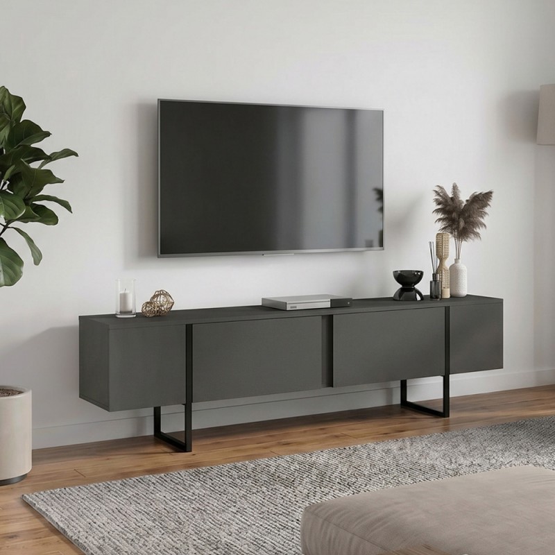 Έπιπλο Τηλεόρασης Orontes Megapap Χρώμα Ανθρακί 180X29,6X50Εκ.