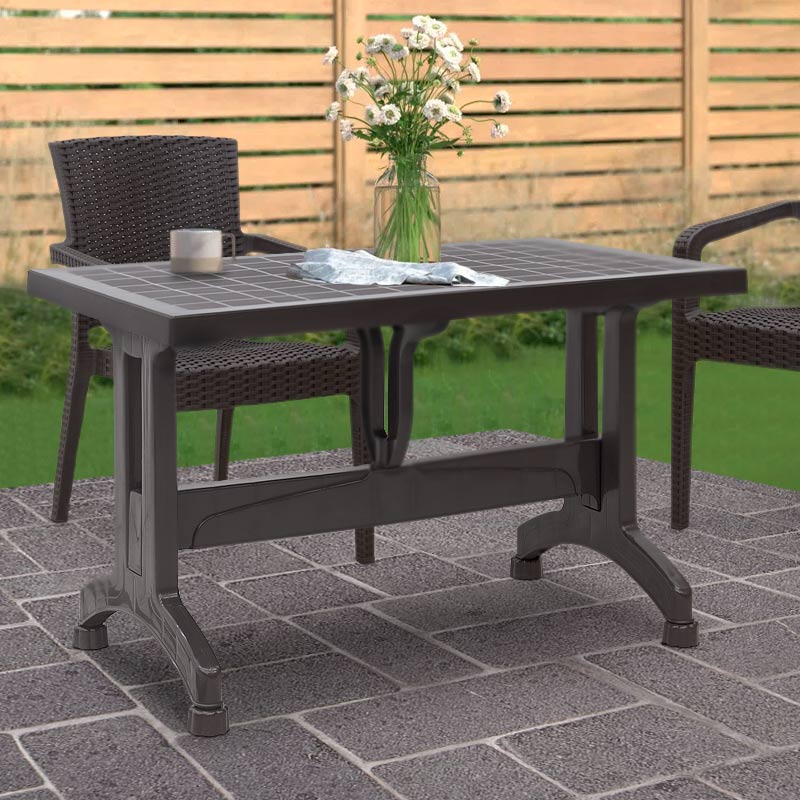 Τραπέζι Πολυπροπυλενίου Callan Megapap Χρώμα Καφέ 120X70X73Εκ.