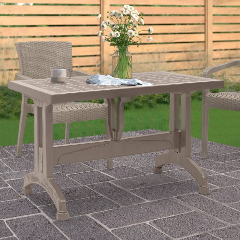 Τραπέζι Πολυπροπυλενίου Callan Megapap Χρώμα Cappuccino 120X70X73Εκ.