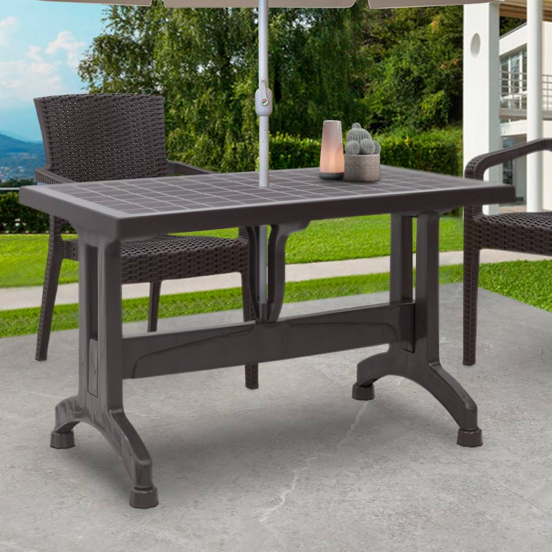 Τραπέζι Πολυπροπυλενίου Callan Megapap Χρώμα Καφέ 140X80X73Εκ.