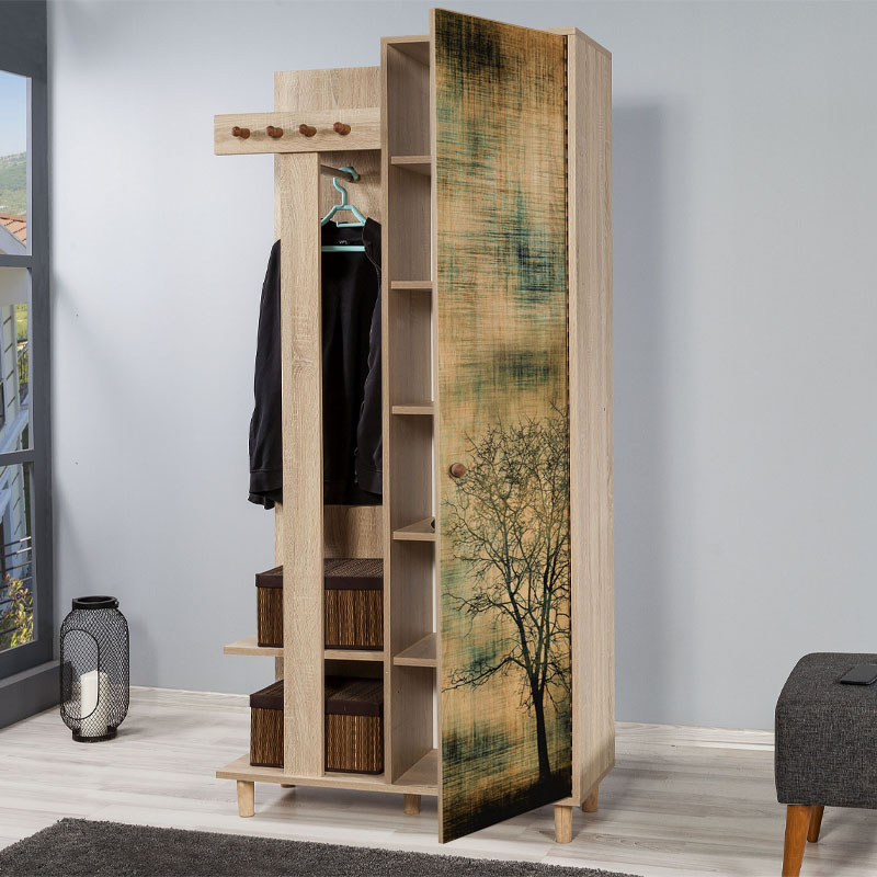 Έπιπλο Εισόδου Soho Megapap Χρώμα Sonoma 90X36X194Εκ.