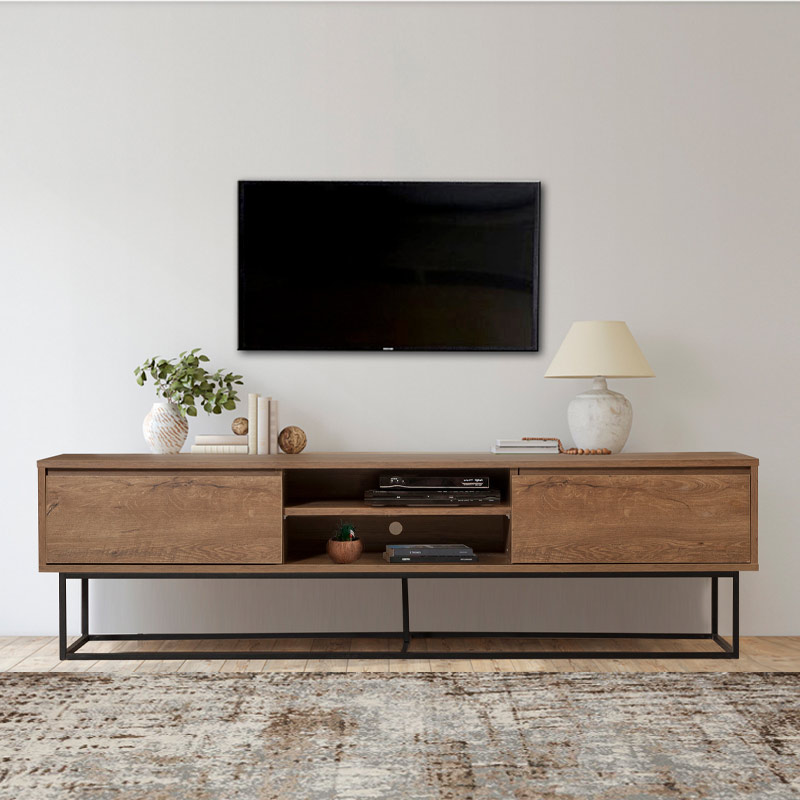 Έπιπλο Τηλεόρασης Amedeo Megapap Από Μελαμίνη Χρώμα Καρυδί 180X40X50Εκ.