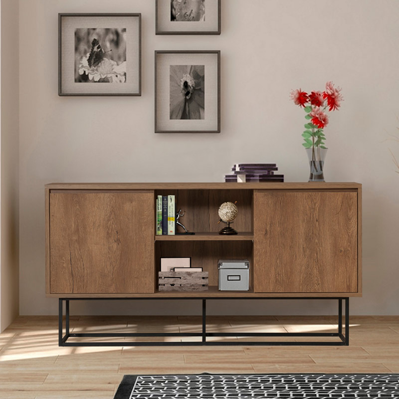 Μπουφές Amedeo Megapap Από Μελαμίνη Χρώμα Καρυδί 140X36X72Εκ.