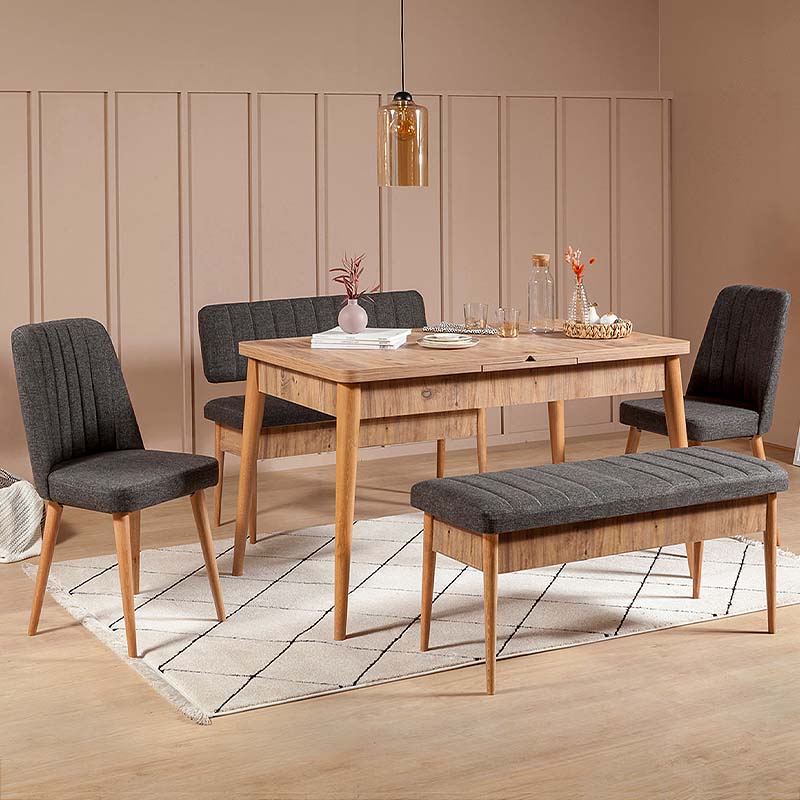 Καναπές Διθέσιος - Παγκάκι Alden Megapap Από Μελαμίνη - Ύφασμα Χρώμα Ανθρακί 110X40X85Εκ.