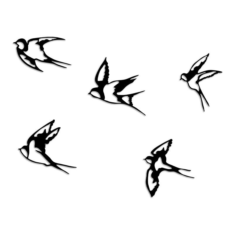 Διακοσμητικό Τοίχου Swallows Megapap 5 Τμχ Μεταλλικό Χρώμα Μαύρο 19X19Εκ.