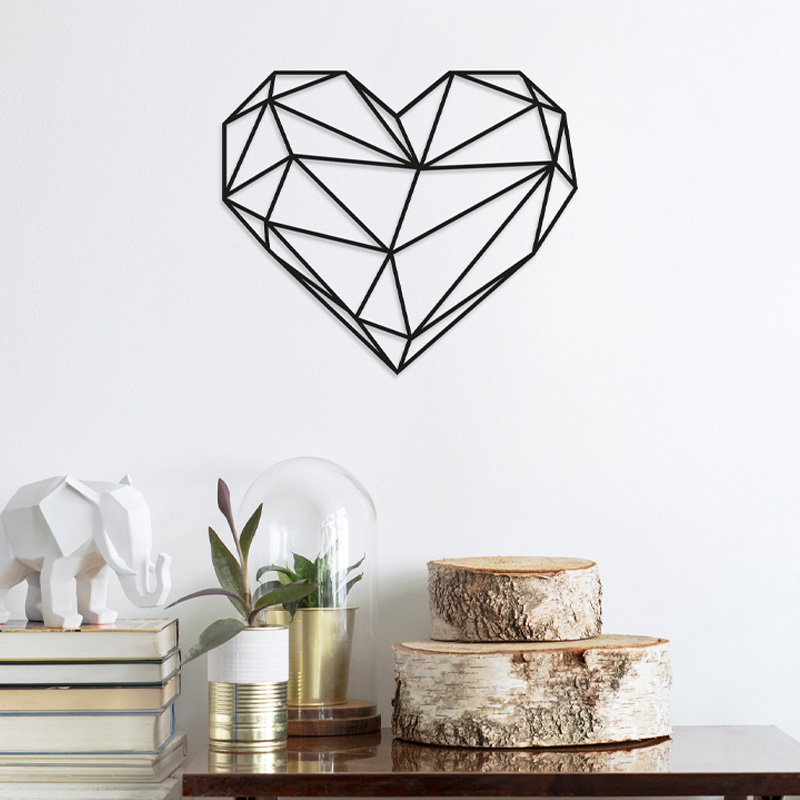 Διακοσμητικό Τοίχου Heart Megapap Μεταλλικό Χρώμα Μαύρο 47X40Εκ.