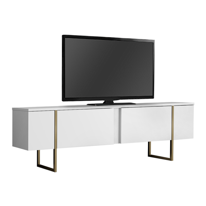 Έπιπλο Τηλεόρασης Luxe Megapap Χρώμα Λευκό - Χρυσό 180X30X50Εκ.
