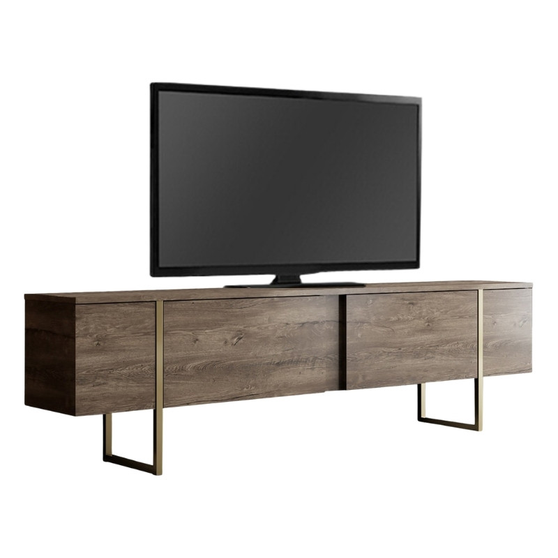 Έπιπλο Τηλεόρασης Luxe Megapap Χρώμα Καρυδί - Χρυσό 180X30X50Εκ.