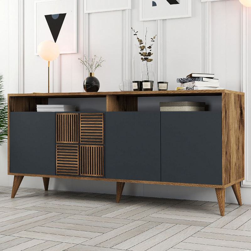 Μπουφές Milan Megapap Χρώμα Καρυδί - Ανθρακί 180X35X78,6Εκ.