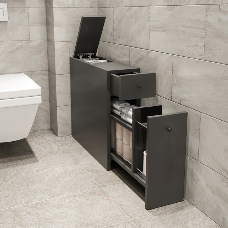 Ντουλάπι Μπάνιου Calencia Megapap Χρώμα Ανθρακί 20X60X55Εκ.