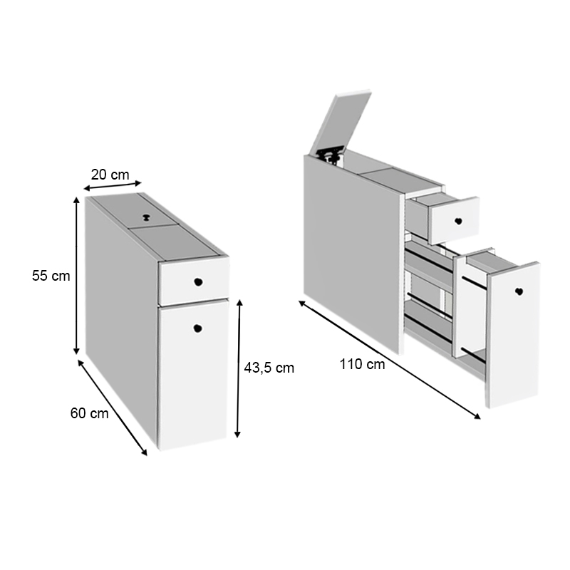 Ντουλάπι Μπάνιου Calencia Megapap Χρώμα Ανθρακί 20X60X55Εκ.