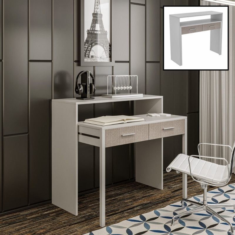 Κονσόλα - Γραφείο Εργασίας Nena Megapap Χρώμα Λευκό 99X36/58X88Εκ.