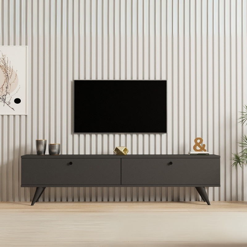 Έπιπλο Τηλεόρασης Paris Megapap Χρώμα Ανθρακί 160X25X35Εκ.