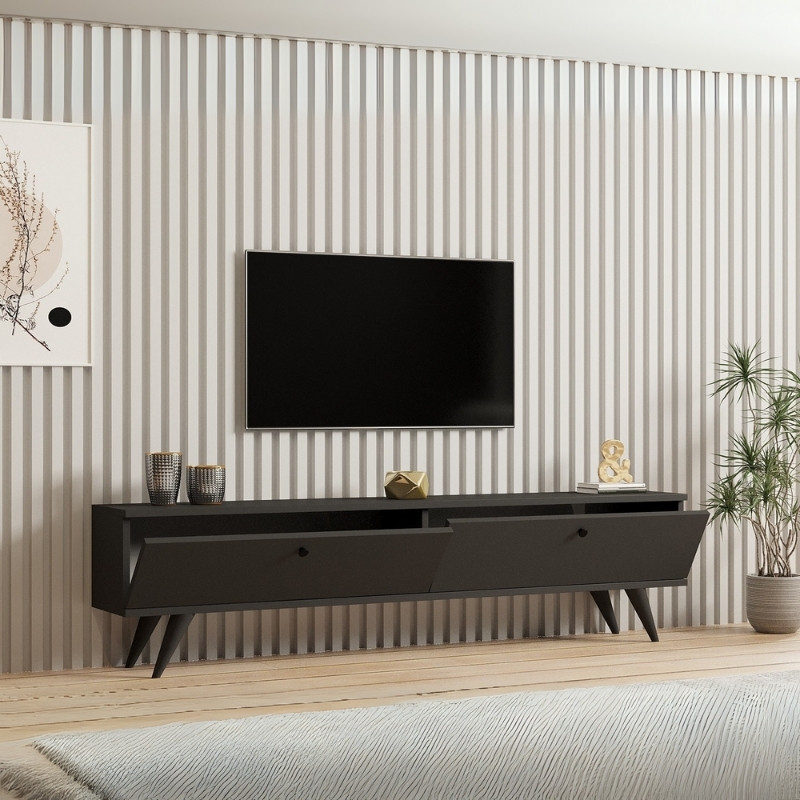 Έπιπλο Τηλεόρασης Paris Megapap Χρώμα Ανθρακί 160X25X35Εκ.