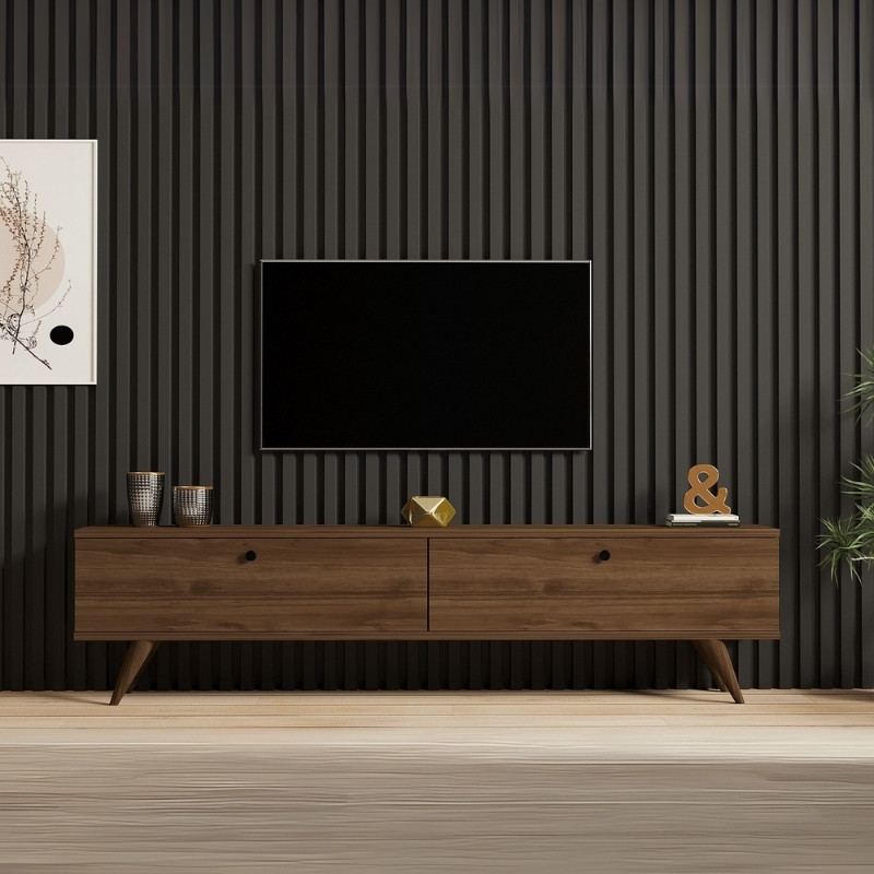 Έπιπλο Τηλεόρασης Paris Megapap Χρώμα Καρυδί 160X25X35Εκ.