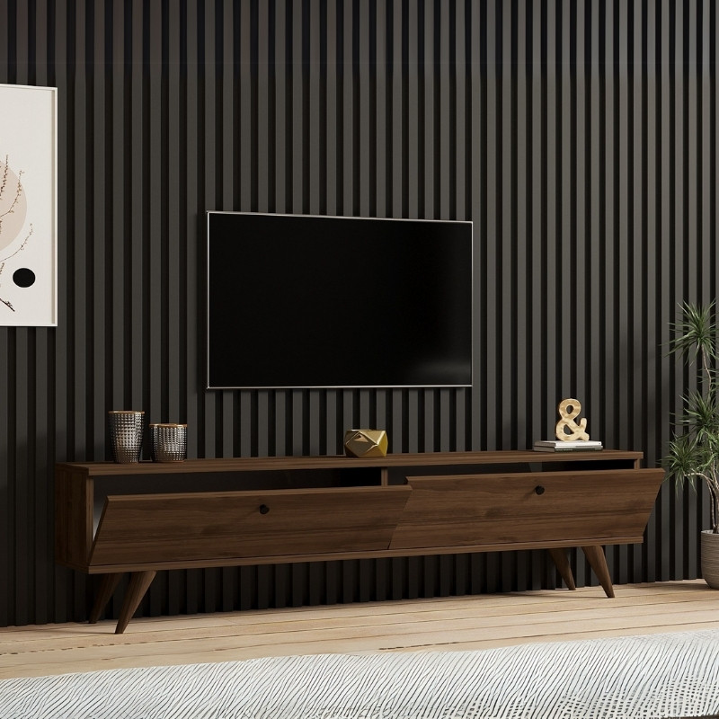 Έπιπλο Τηλεόρασης Paris Megapap Χρώμα Καρυδί 160X25X35Εκ.