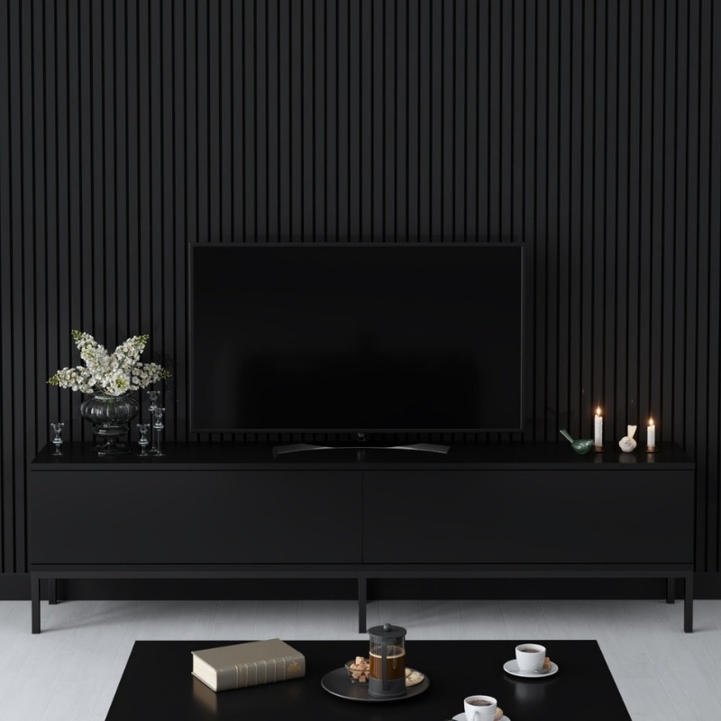 Έπιπλο Τηλεόρασης Lord Megapap Χρώμα Μαύρο 180X30X47Εκ.