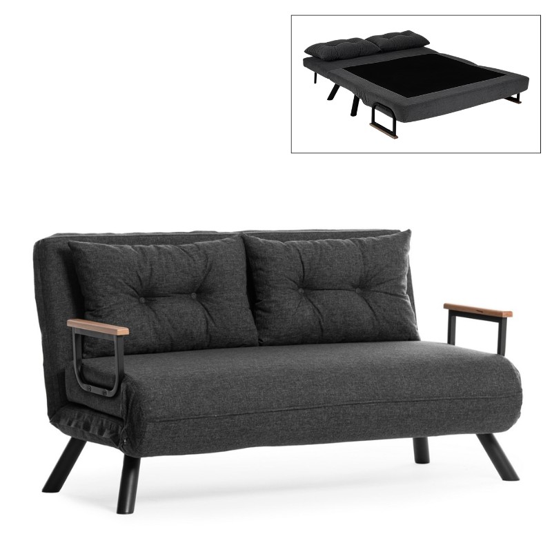 Καναπές - Κρεβάτι Sando Megapap Διθέσιος Υφασμάτινος Χρώμα Ανθρακί 133X78X78Εκ.