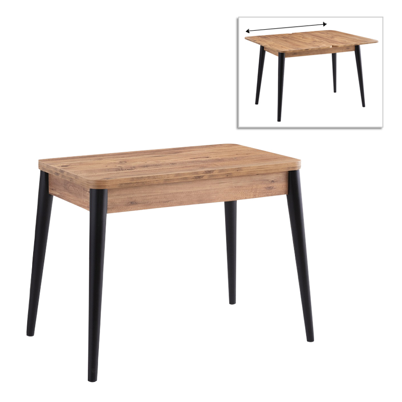 Τραπέζι Dolunay Megapap Επεκτεινόμενο Χρώμα Atlantic Pine - Μαύρο 100X60(120X100)X79,5Εκ. Τραπέζι Dolunay Megapap Επεκτεινόμενο Χρώμα Atlantic Pine - Μαύρο 100X60(120X100)X79,5Εκ.