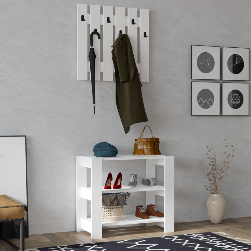 Έπιπλο Εισόδου Friends Megapap Χρώμα Λευκό 69,8X33,6X60Εκ.