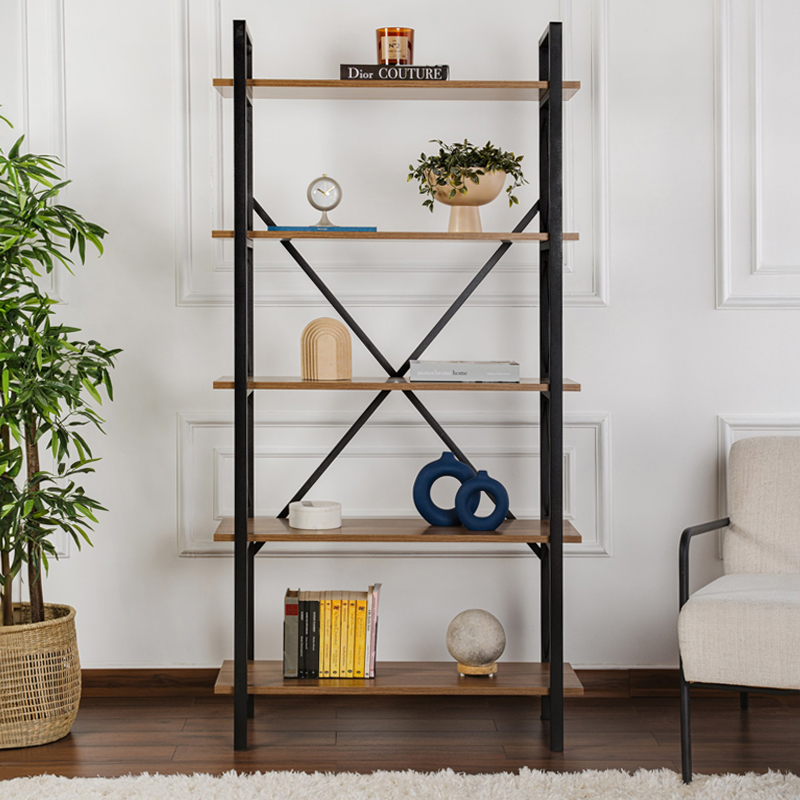 Βιβλιοθήκη Elysian Megapap Χρώμα Καρυδί - Μαύρο 90X33,5X180Εκ. Βιβλιοθήκη Elysian Megapap Χρώμα Καρυδί - Μαύρο 90X33,5X180Εκ.