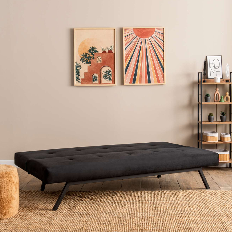 Καναπές - Κρεβάτι Zola Megapap Τριθέσιος Υφασμάτινος Χρώμα Μαύρο 180X64X78Εκ.