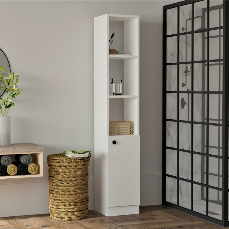 Ντουλάπι Κουζίνας - Μπάνιου Trend Megapap Χρώμα Λευκό 30X29,6X170Εκ. Ντουλάπι Κουζίνας - Μπάνιου Trend Megapap Χρώμα Λευκό 30X29,6X170Εκ.