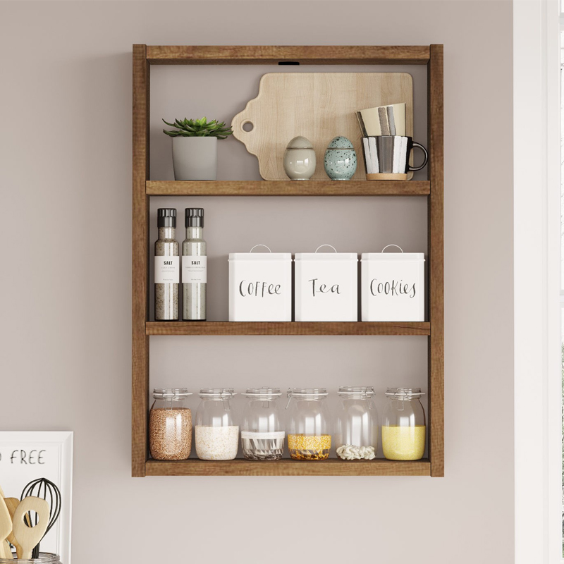 Ραφιέρα Τοίχου Prena Megapap Χρώμα Καρυδί 43,2X9X60Εκ.