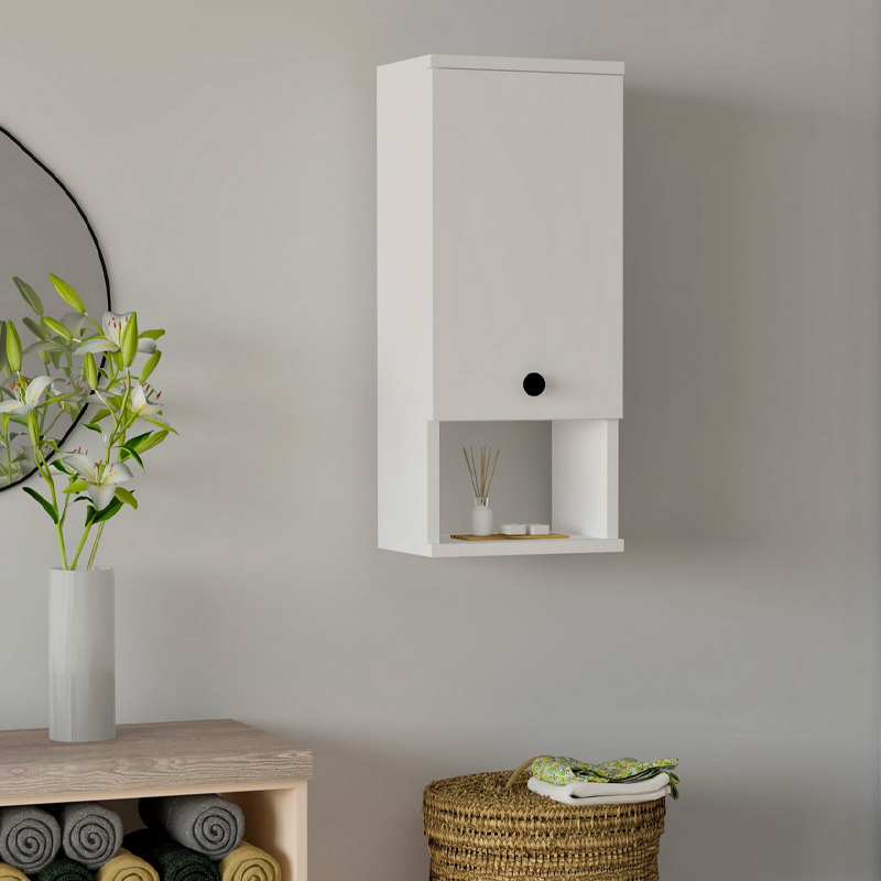 Ντουλάπι Μπάνιου Επιτοίχιο Mis Megapap Χρώμα Λευκό 30X21,8X71Εκ.