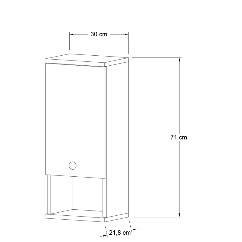 Ντουλάπι Μπάνιου Επιτοίχιο Mis Megapap Χρώμα Λευκό 30X21,8X71Εκ.