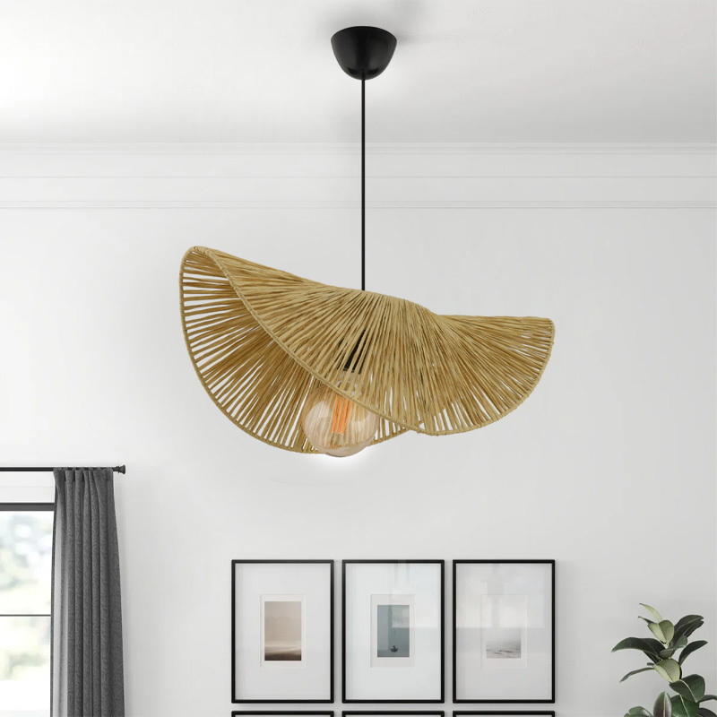 Φωτιστικό Οροφής Taco Megapap E27 Γιούτα Μονόφωτο Χρώμα Camel 51X36X55Εκ.