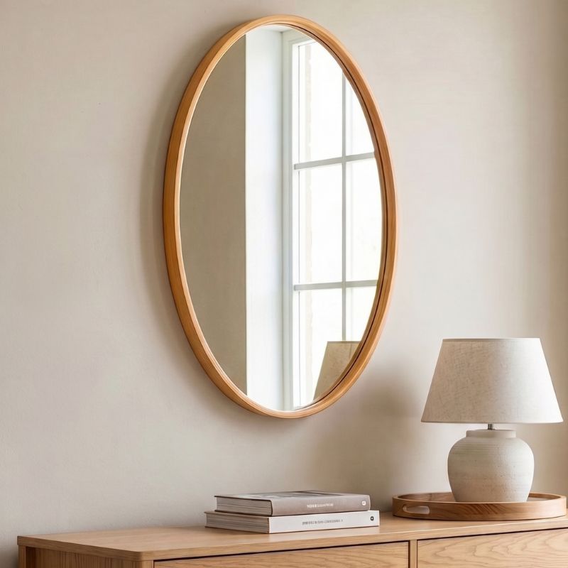 Καθρέπτης Τοίχου Cloudy Megapap Ξύλο Χρώμα Φυσικό Οξιάς 45X4X60Εκ.
