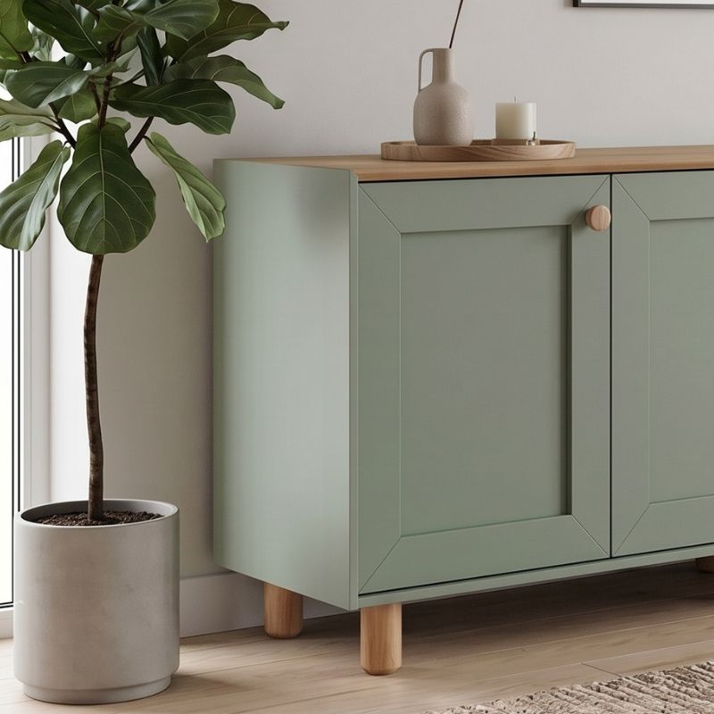 Μπουφές Bohemian Megapap Χρώμα Πράσινο - Φυσικό Οξιάς 180X40X75Εκ.