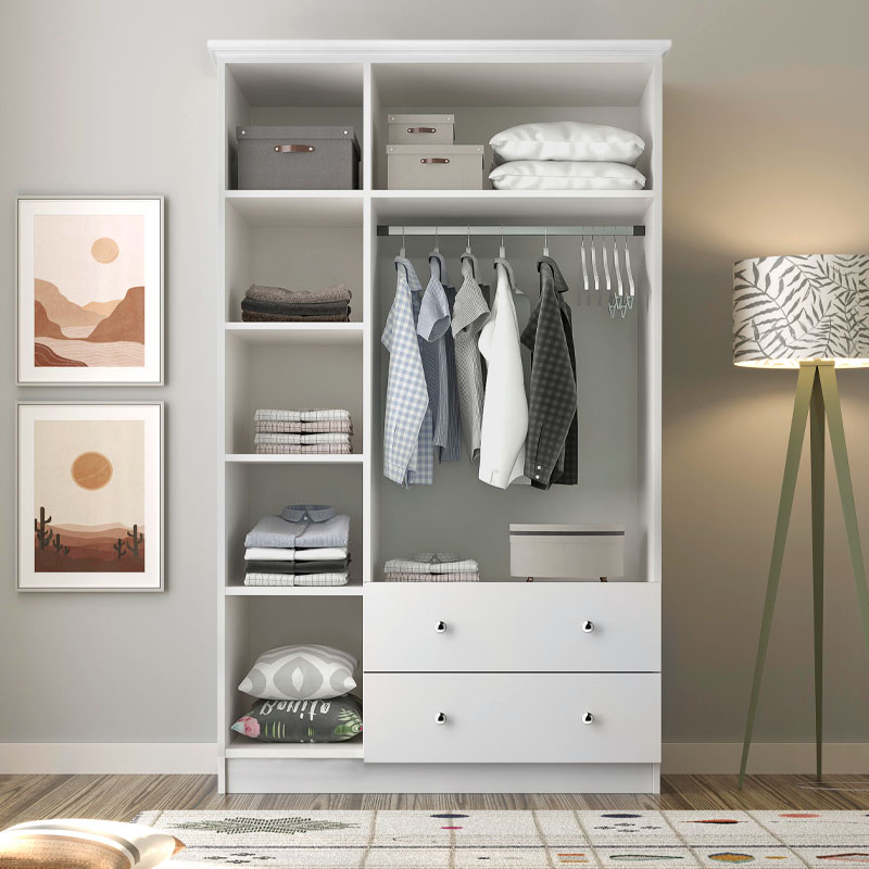 Ντουλάπα Ρούχων Emily Megapap Τρίφυλλη Χρώμα Λευκό 105X50X210Εκ.