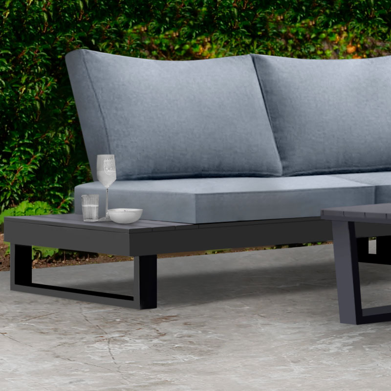 Σαλόνι Κήπου Γωνιακό Lyra Megapap Σετ 3 Τμχ Μέταλλο - Ξύλο Χρώμα Μαύρο