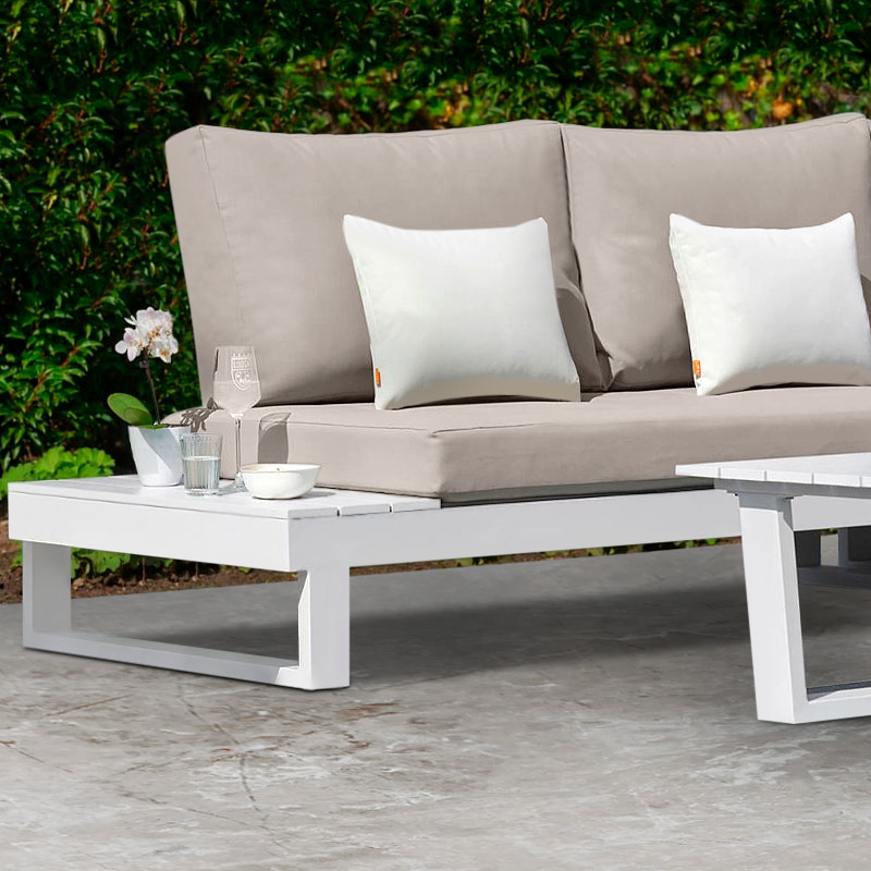 Σαλόνι Κήπου Γωνιακό Lyra Megapap Σετ 3 Τμχ Μέταλλο - Ξύλο Χρώμα Λευκό